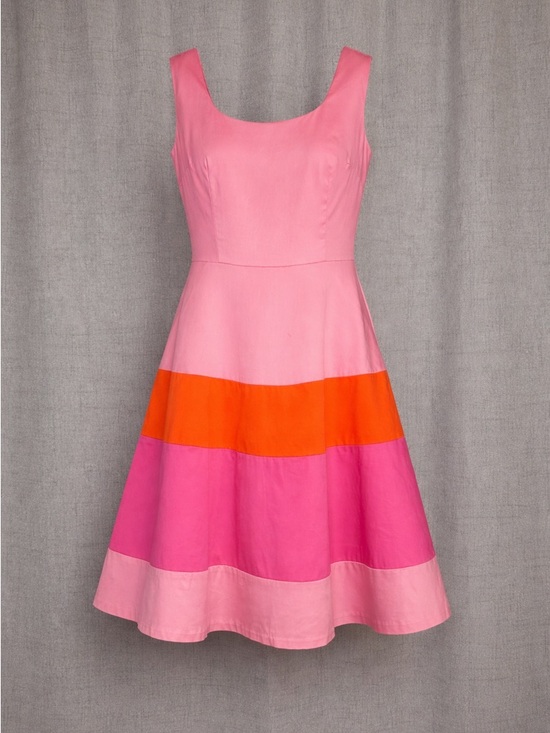Isaac Mizrahi Pink, Orange & Dark Pink Colorblock Sleeveless Fit-and-Flare Dress - Picture 2 of 13